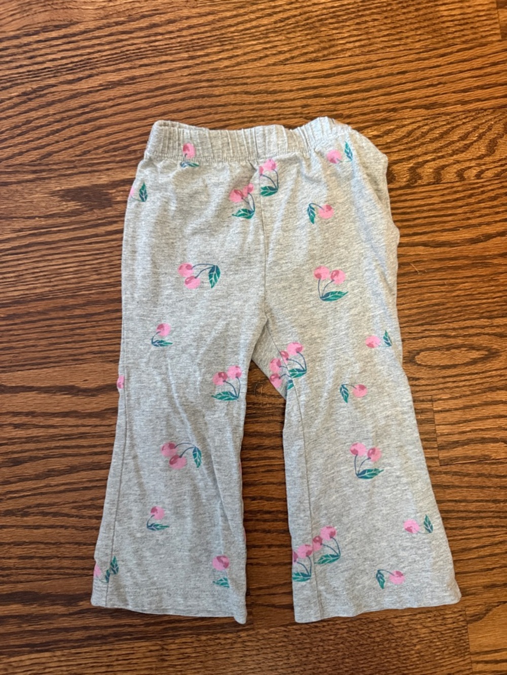 GAP Gray Flared Pants with Pink Cherry Print
